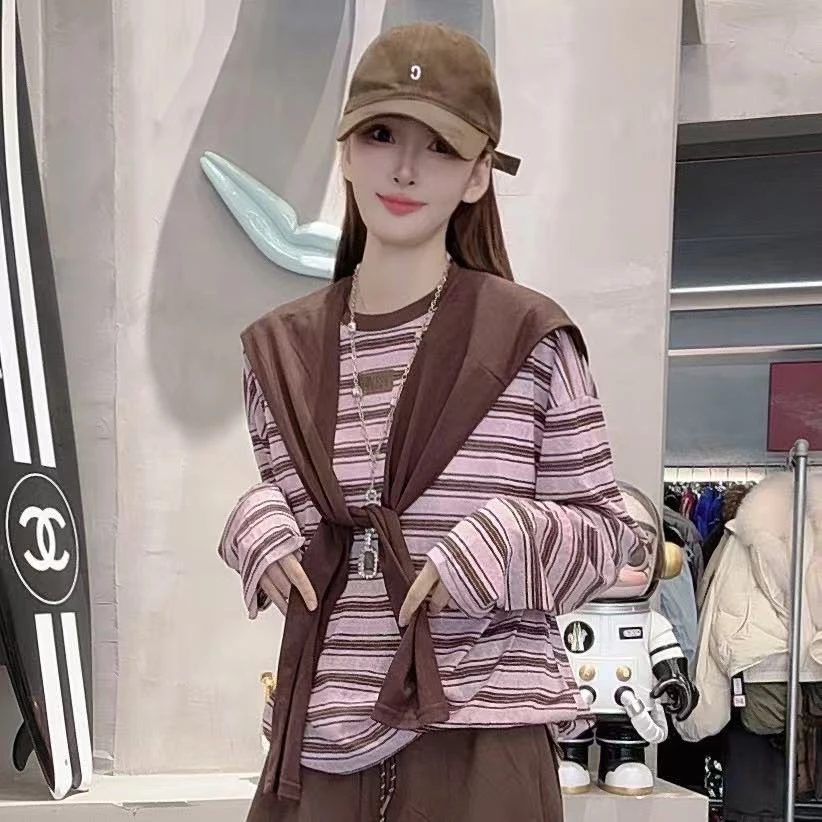 【SUSU.JINAQUA】网红新款条纹气质显白长袖T恤-73651