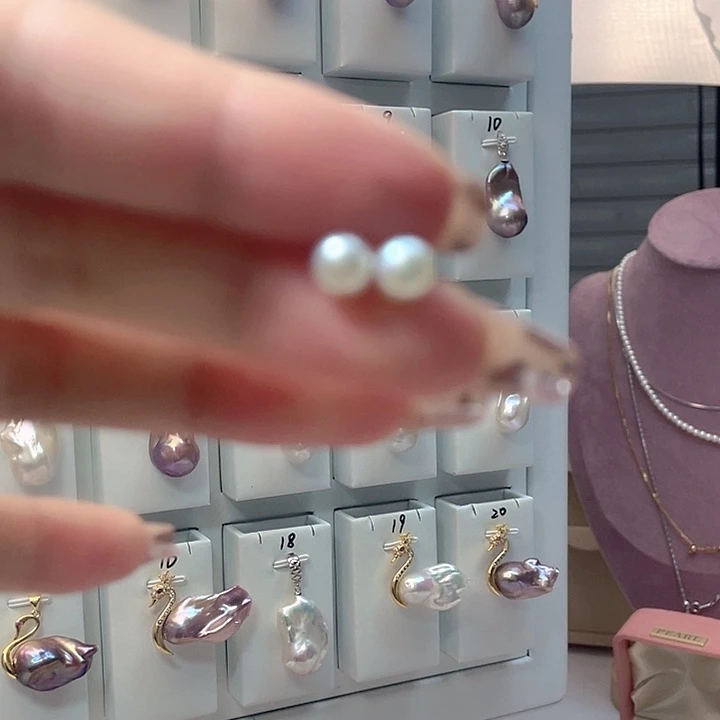 淡水珍珠耳饰银S925镶嵌