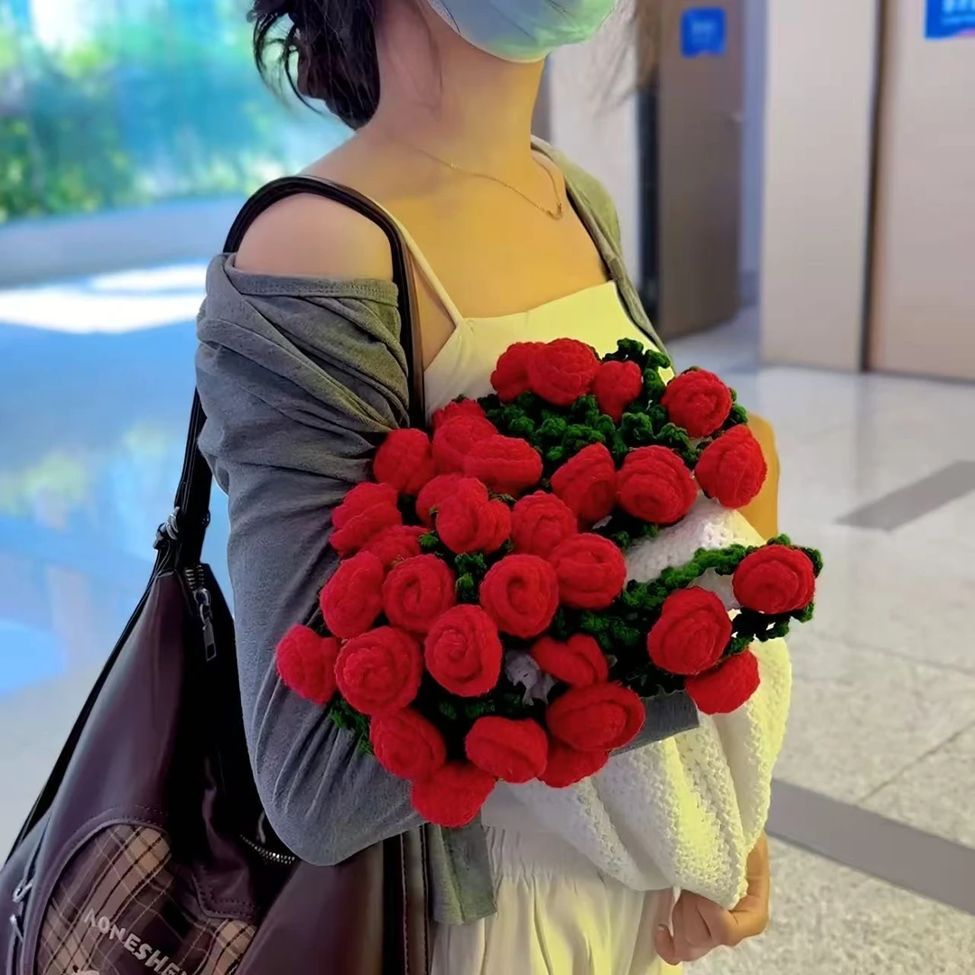 【永不凋零的玫瑰】手工diy渐变玫瑰毯子全套材料包成品编织花毯