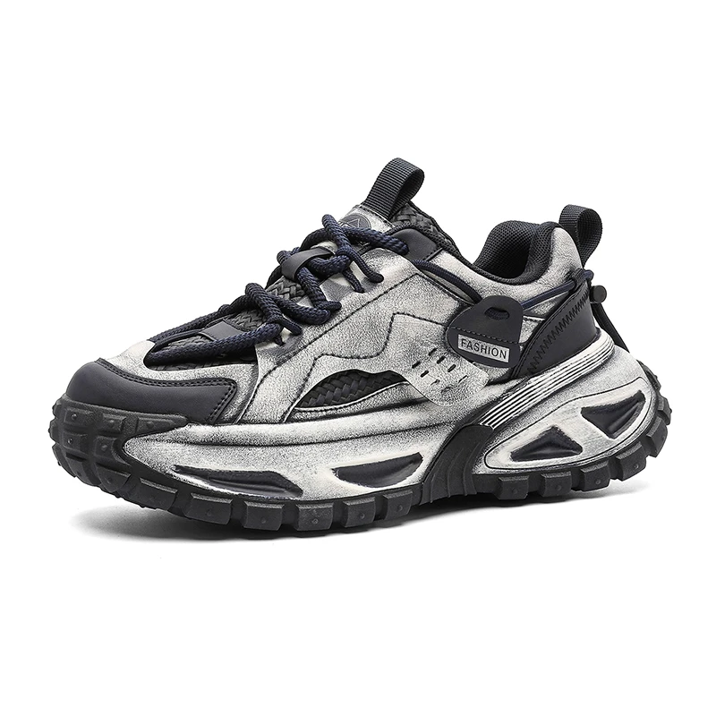 2025冬季新款男鞋全皮面增高老爹鞋时尚百搭休闲鞋运动鞋潮鞋9817