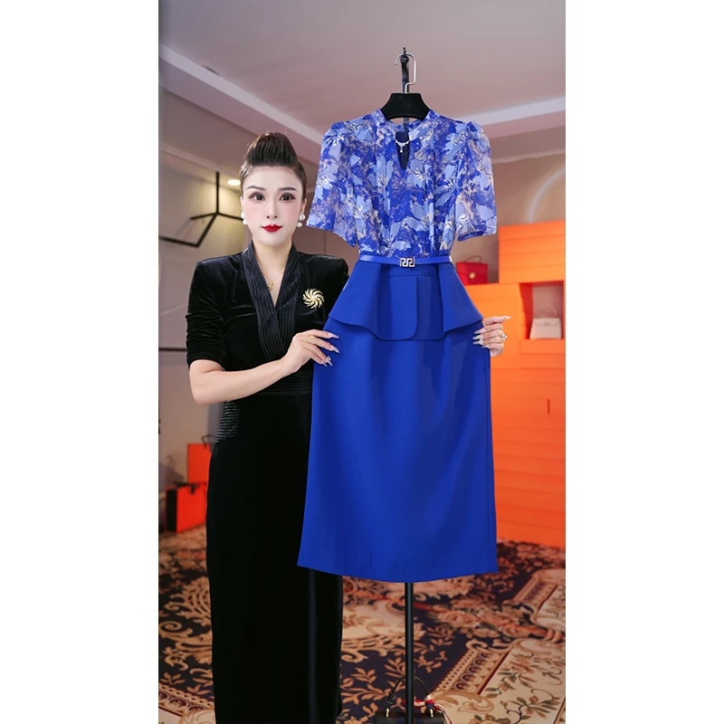 2025夏季新款高级设计师款气质修身时尚收腰连衣裙25210短袖