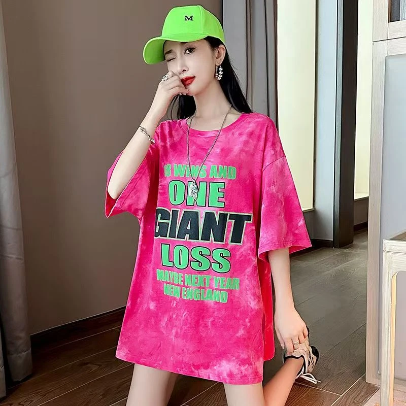 【201-300系列】【非图片款】字母印花洋气t恤女夏新款宽松中长款上衣