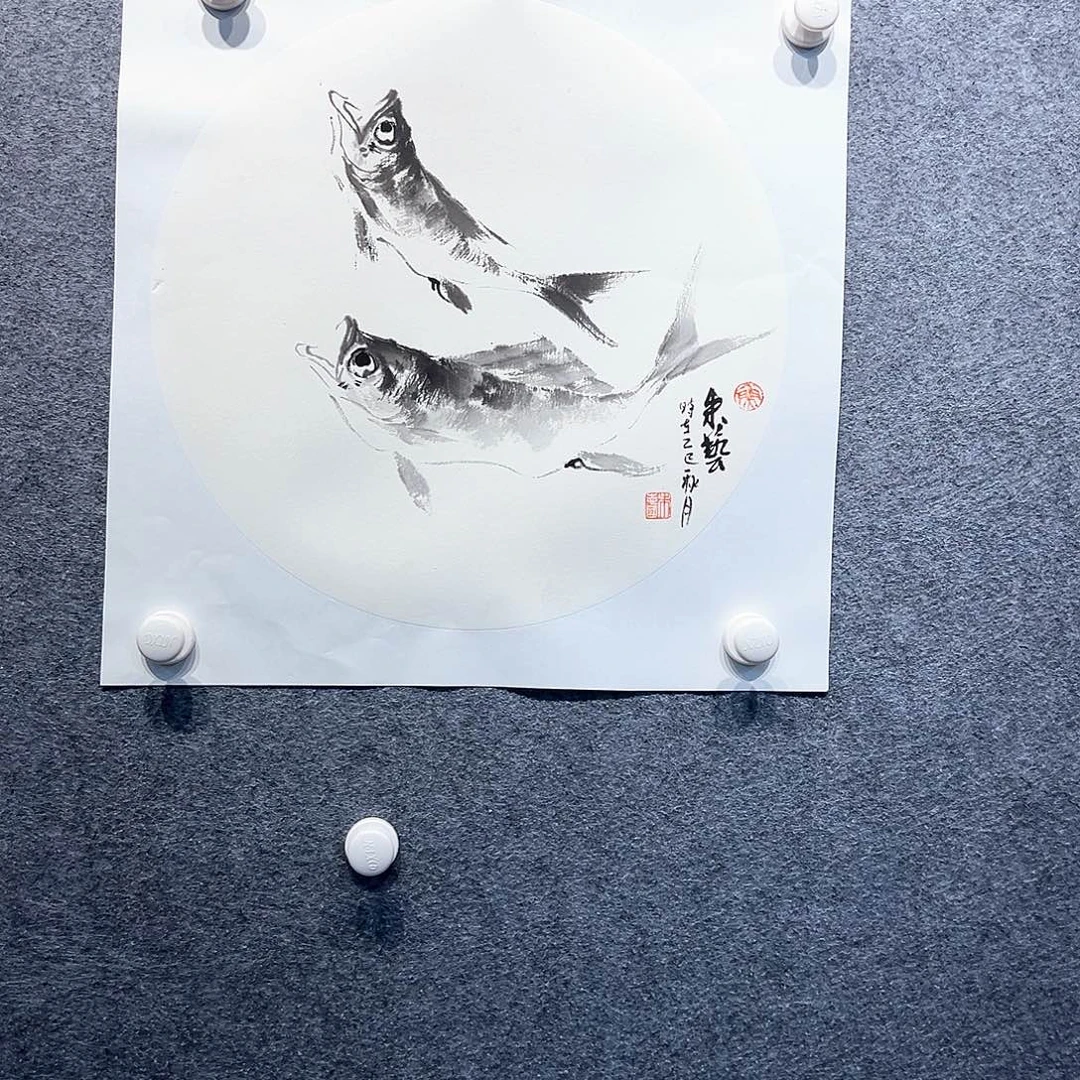 国画知鱼之乐纯手绘