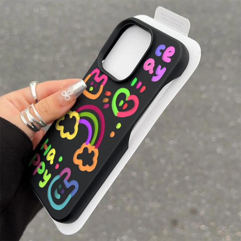 彩虹卡通半包款软壳适用苹果16/15promax手机壳iphone14/12/11/13