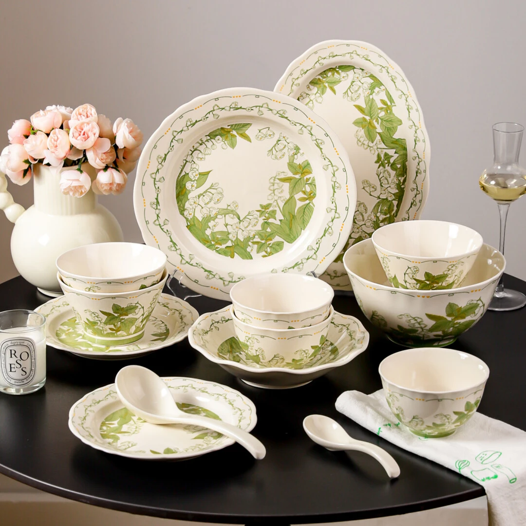 川岛屋奶油风釉下彩餐具套装家用2025新款高颜值碗具乔迁新婚礼物