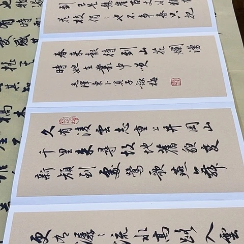 宁***站扇子伟人诗词册页作品