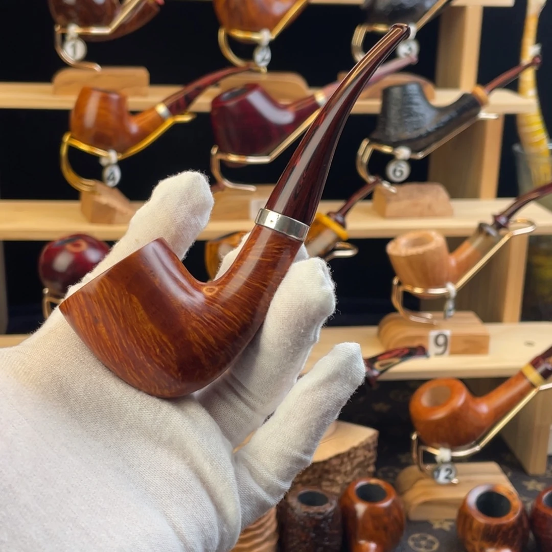 石楠木手工烟斗福尔摩斯银圈