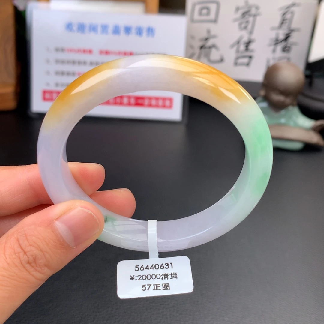 未镶嵌手镯翡翠【回流强推】种老肉细三彩特色镯