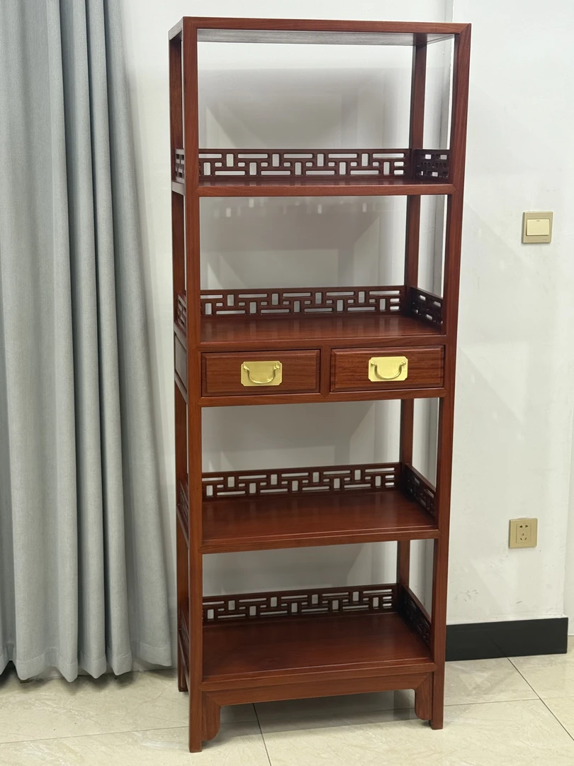 红木家具缅甸花梨中式多层书架展示置物架68-36-180