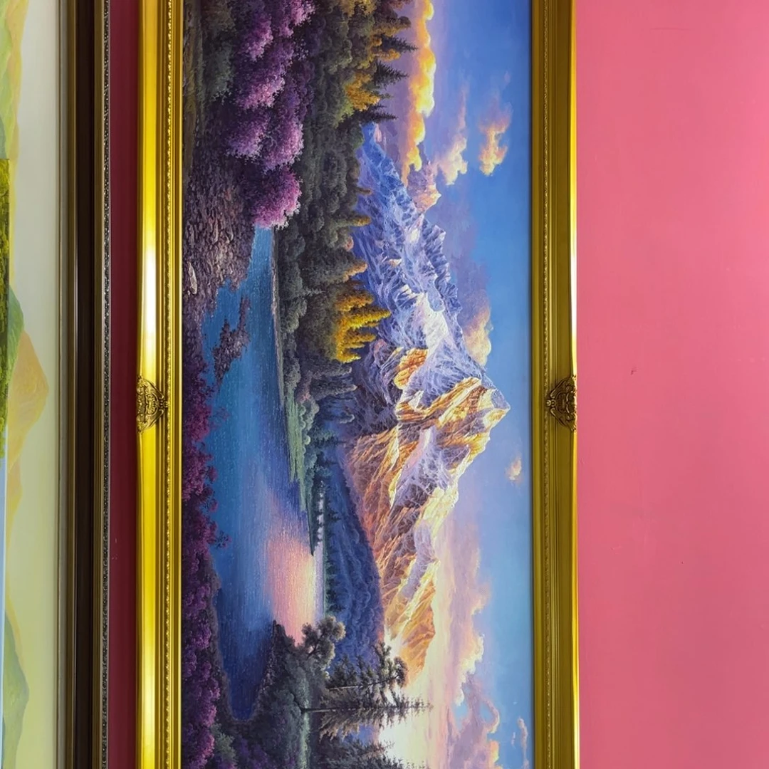 横款柿*棕色实木框98*218