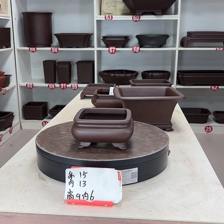 紫砂花盆束口小四方