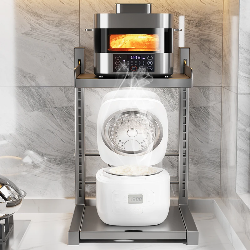 电饭煲置物架厨房台面微波炉架电器烤箱空气炸锅多功能抽拉收纳架