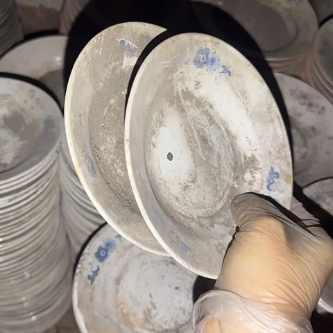 瓷片国营厂库存微瑕15厘米一对