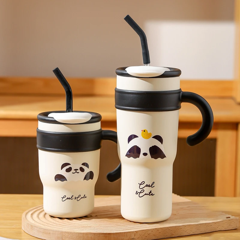 川岛屋可爱冰霸杯大容量保温水杯女新款2025高颜值吸管杯子办公室