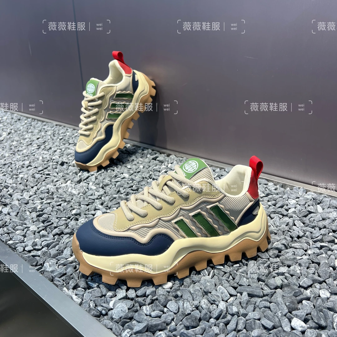 2025春夏季男士拼色低帮软底休闲时尚透气厚底舒适百搭运动潮流鞋