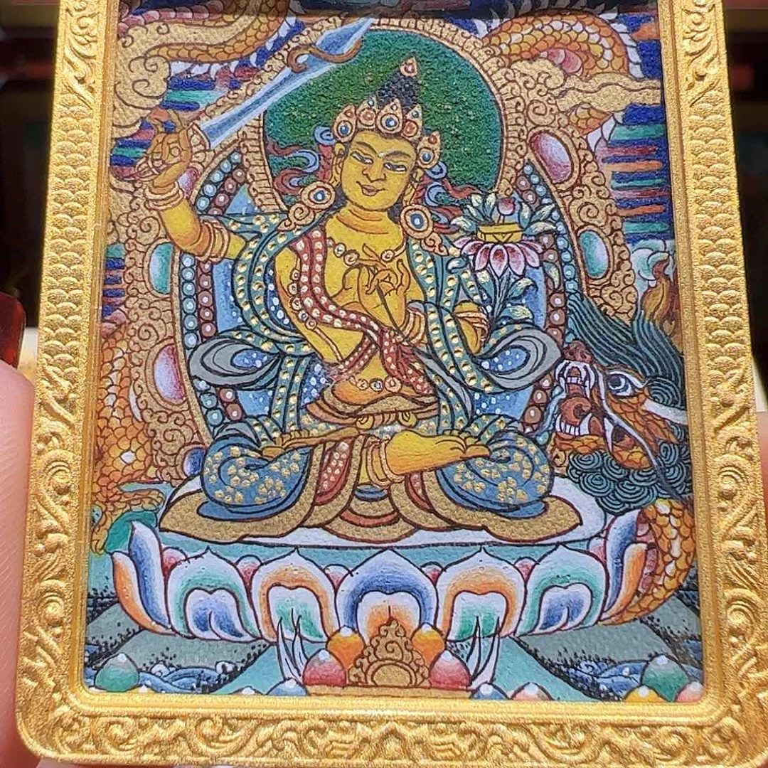 吊坠热贡手绘唐卡文殊菩萨