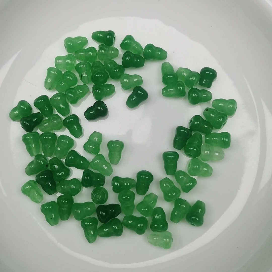 天然散珠w516冰阳绿葫芦9*6mm*30颗