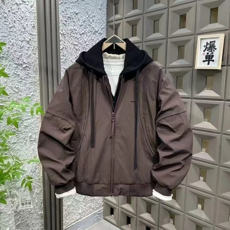 秋冬新款美式休闲加厚连帽棉衣棉服冬季男士冬季连帽工装棉衣