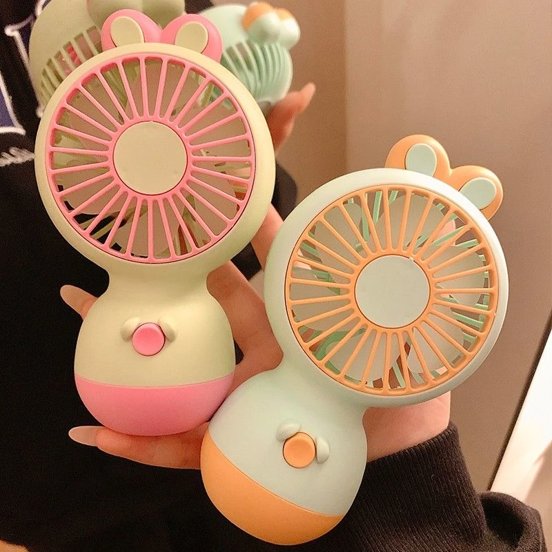 可爱兔子手持usb充电小风扇便携随身携带学生办宿舍静音电扇迷你