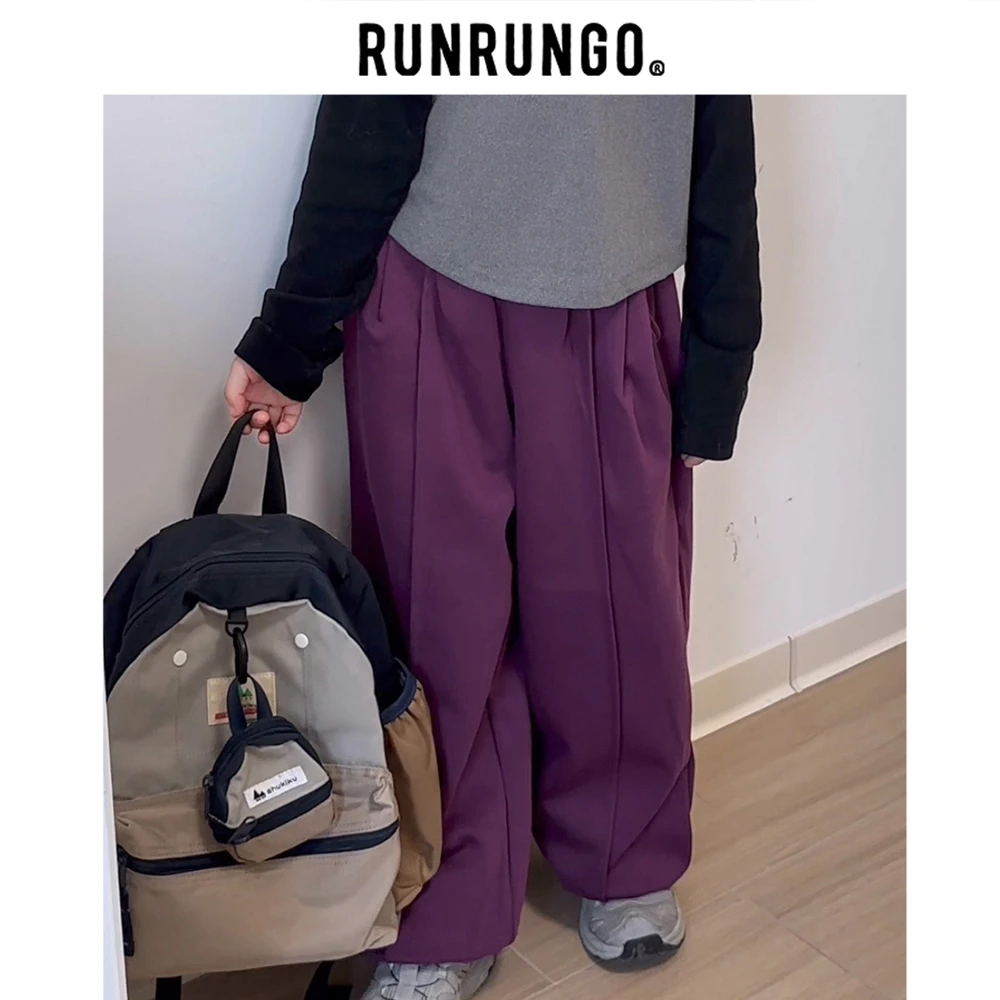 Runrungo儿童休闲卫裤25年秋季束脚裤纯色宽松男童女童百搭舒适