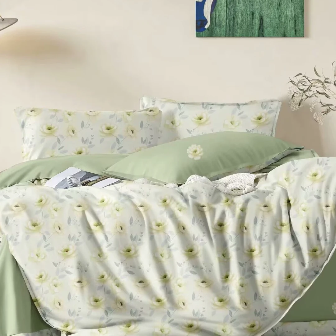 文文家纺 纯棉精梳棉床单被套全棉床品 花束
