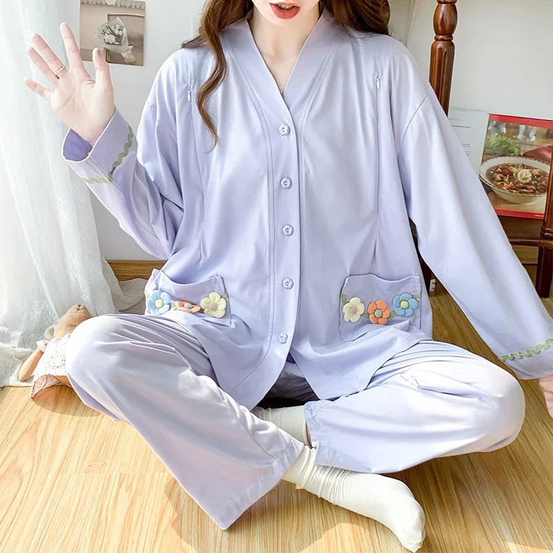 3-10春夏秋季薄款纯棉月子服孕妇睡衣产后哺乳衣产妇住院家居服