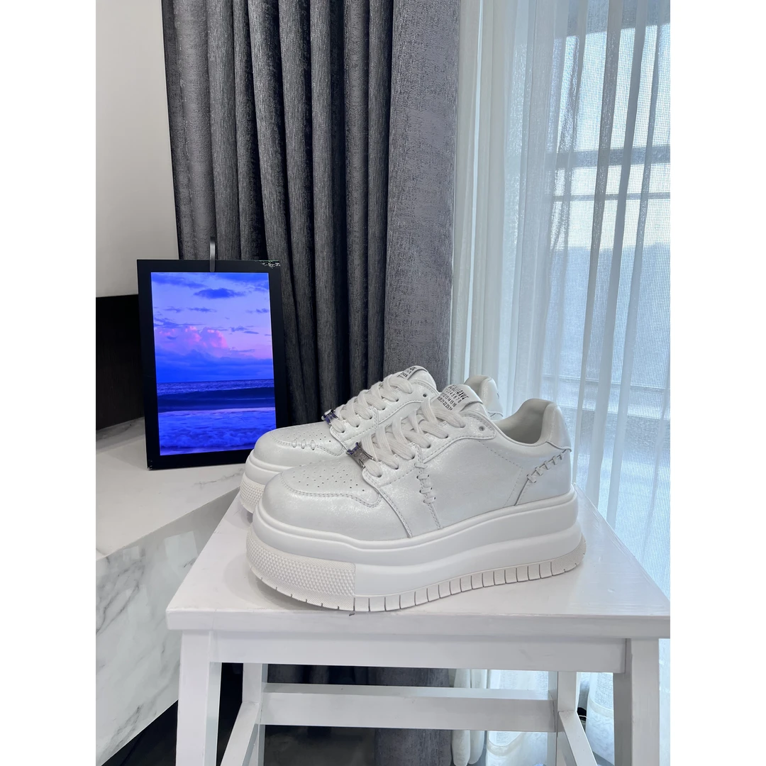 冬冬子-撞色车线 | 松糕厚底小白鞋锁扣板鞋系带休闲鞋