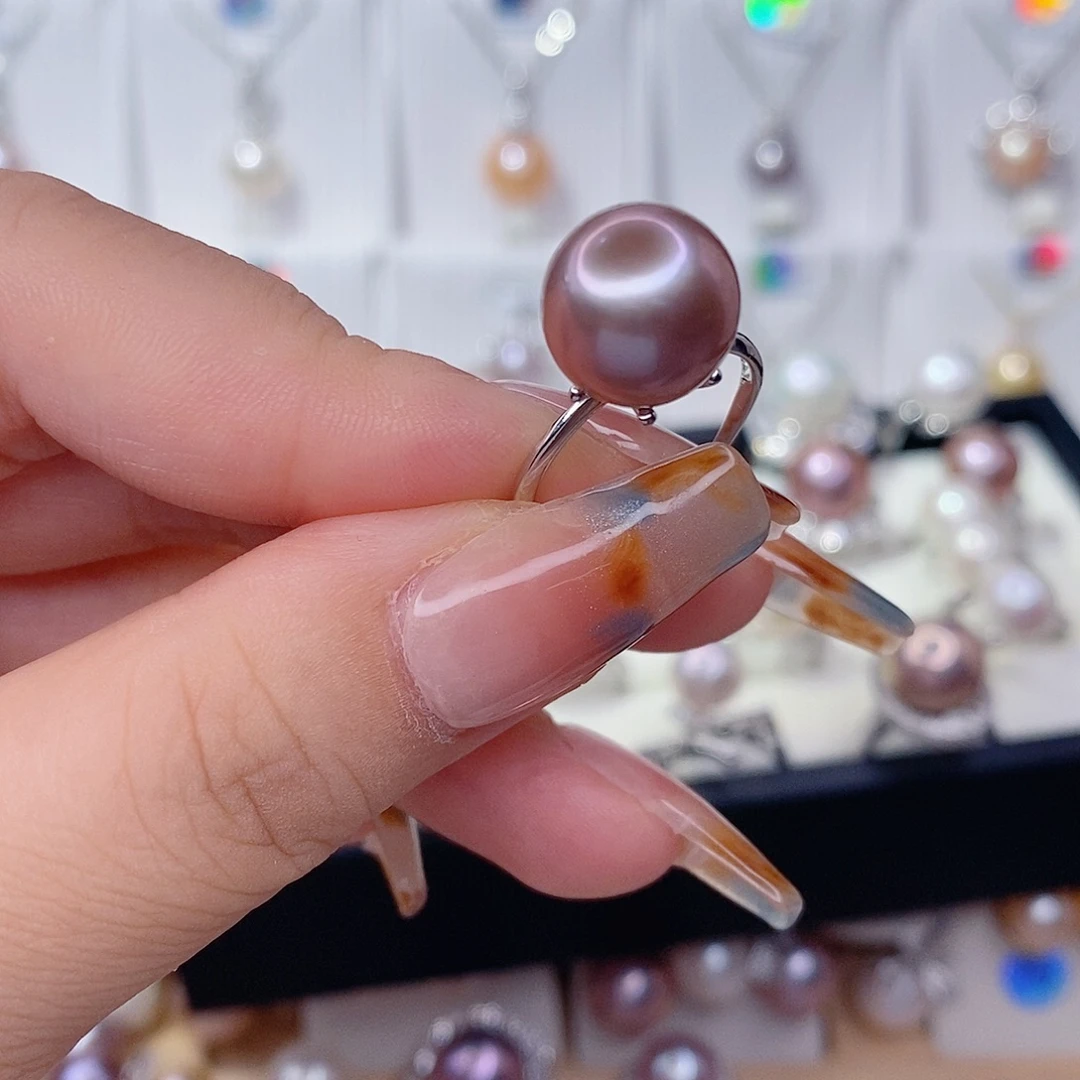 银S925镶嵌戒指淡水珍珠