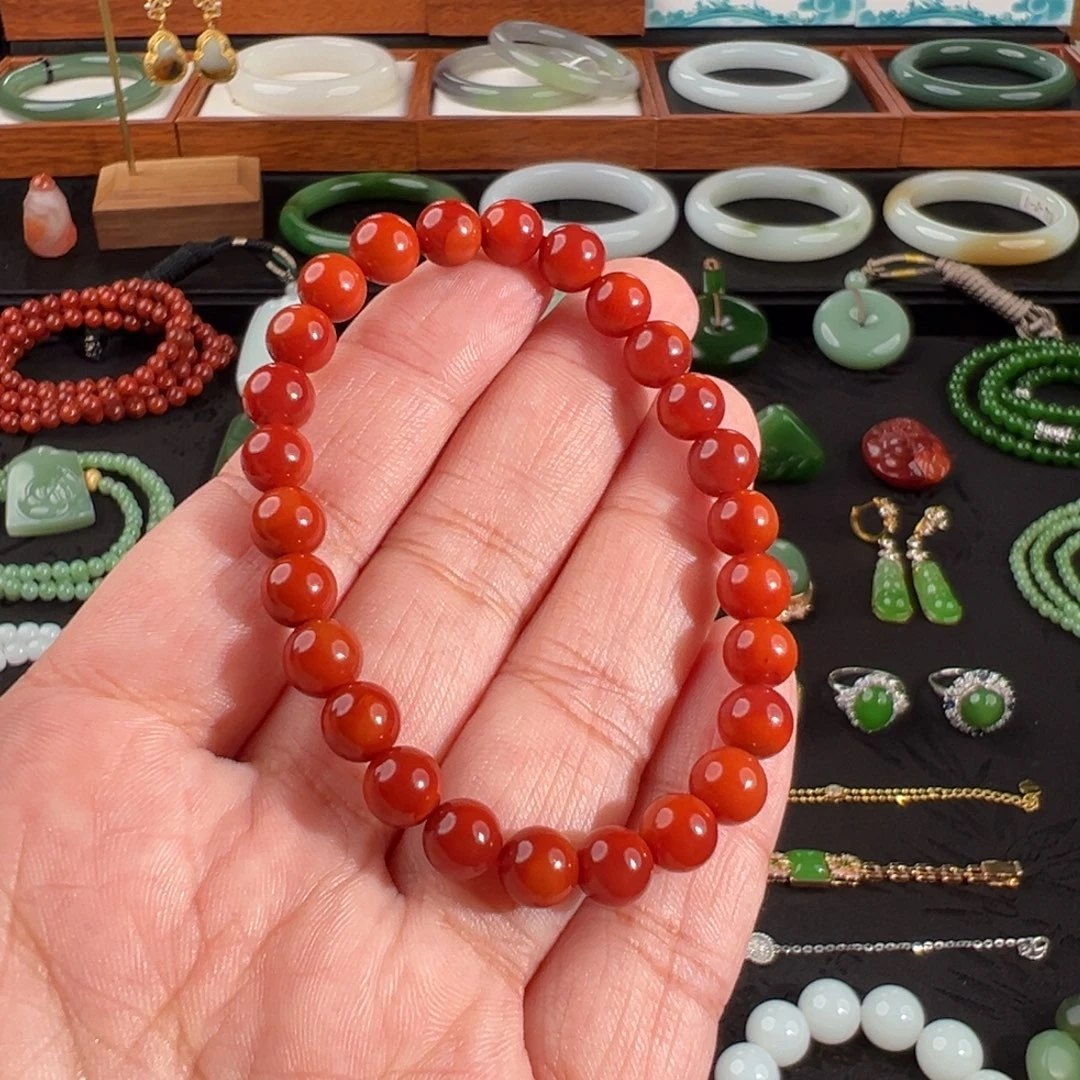 南红玛瑙未镶嵌手串原矿无注胶7mm手串