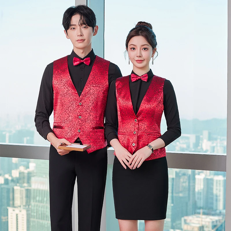新中式酒吧台球前台工作服男女2025新款马甲套装夜场会所KTV工装
