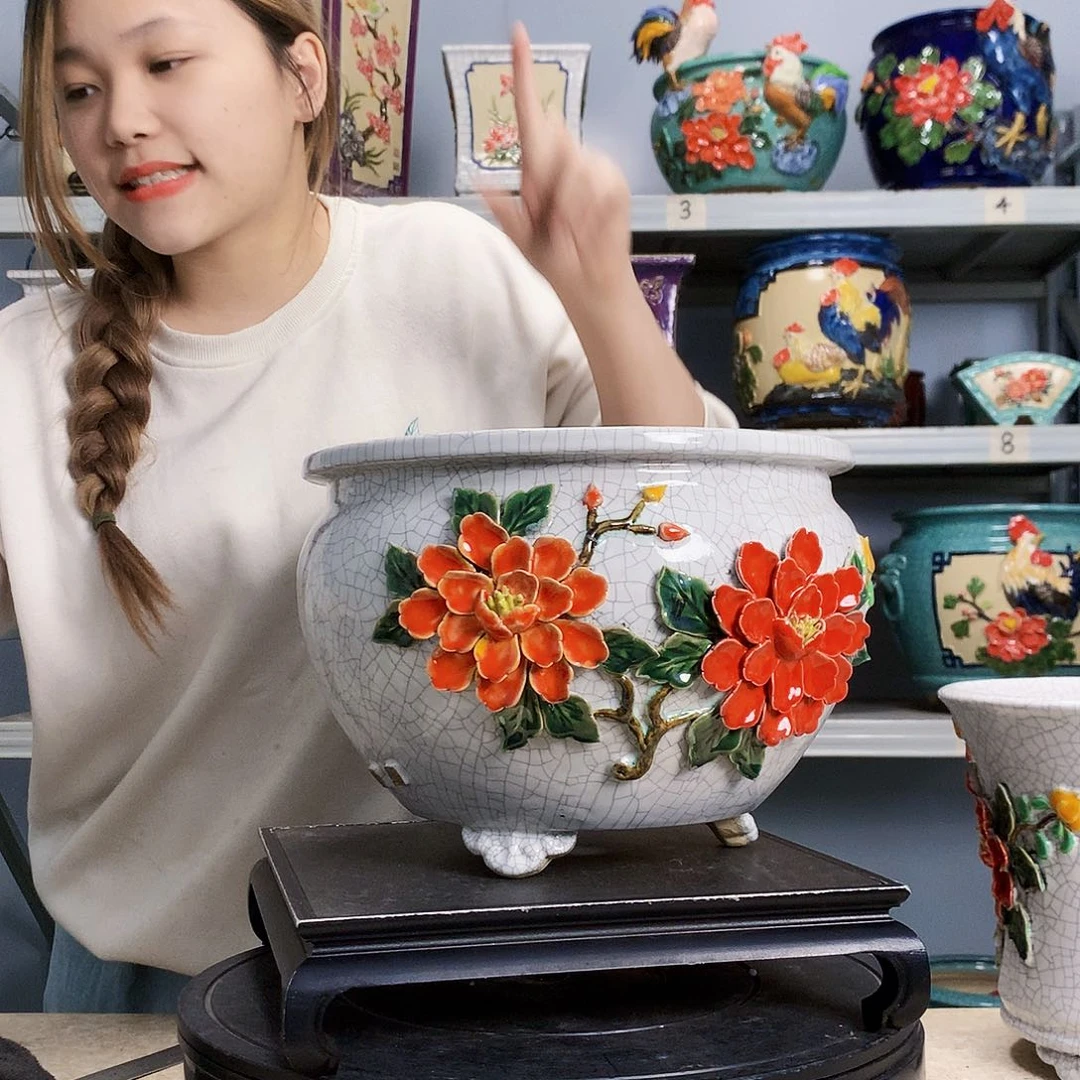 燕*君实物拍摄湾盆石湾盆