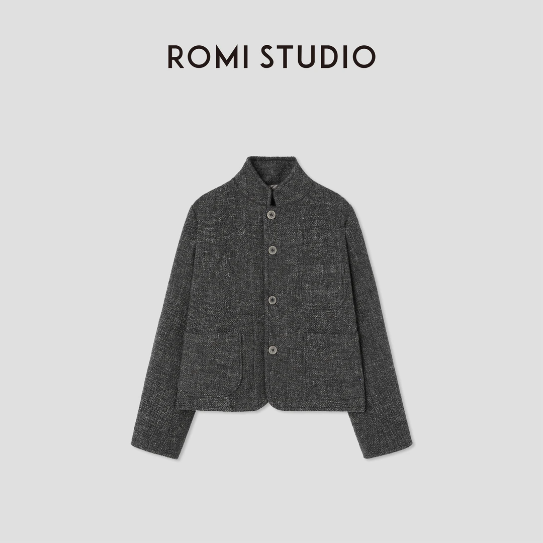 ROMI STUDIO“自我轮廓”亚麻混纺肌理感西装外套RW24WWY0690