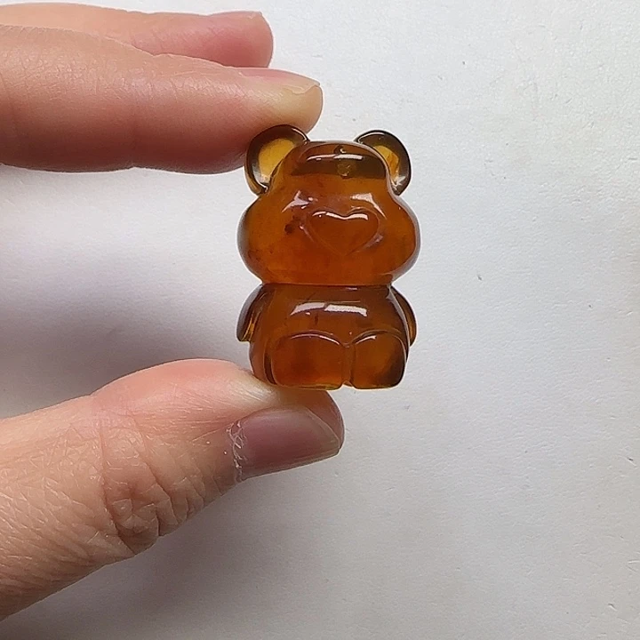 琥珀颈饰未镶嵌天然缅甸琥珀小熊8.8克