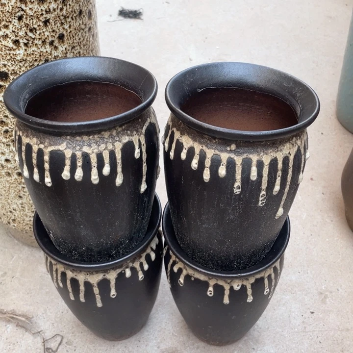 紫砂花盆高17口12四个微瑕