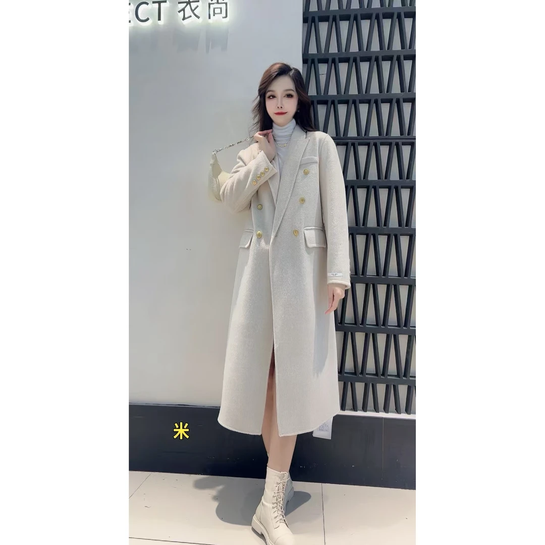 96036 秋冬新款时尚百搭女士双面长款大衣 三楼