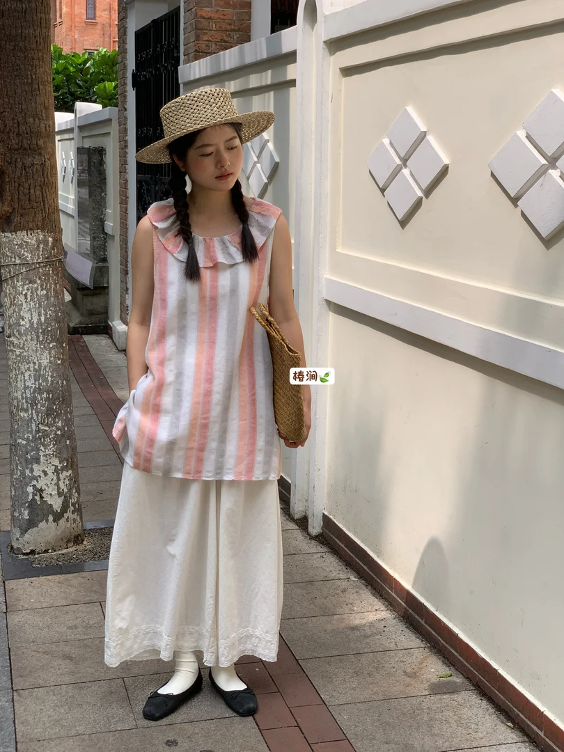 米多多 椿涧#66129#日系时尚条纹背心