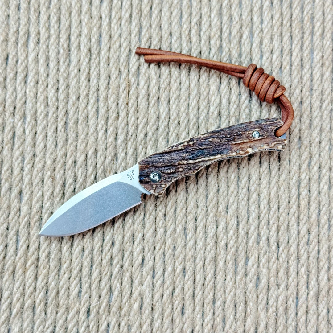 简师傅赤狐水果刀M390粉末钢刃鹿角柄小折刀折叠刀高端收藏把玩刀