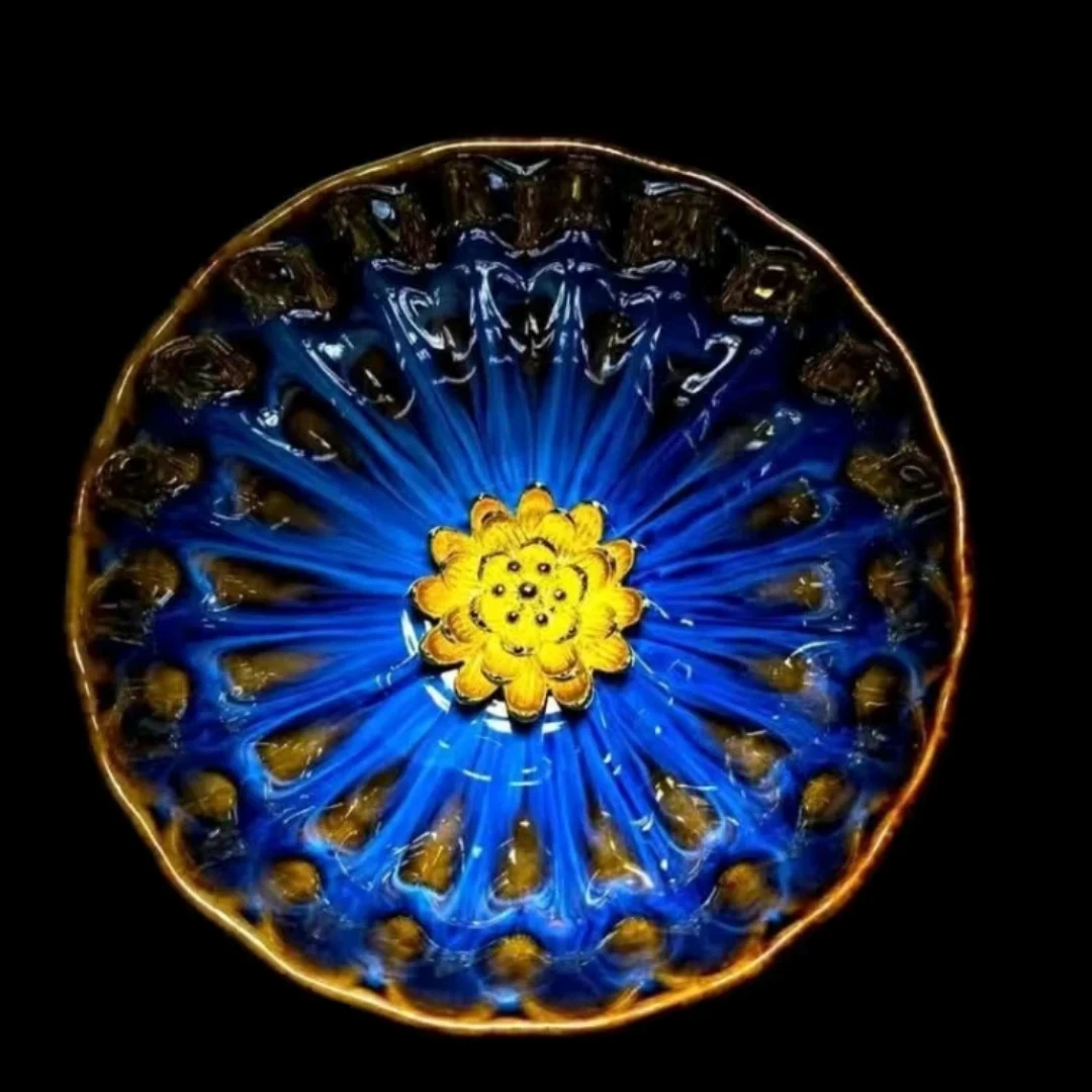 A【天目瓷金莲花】高端主人杯手工陶瓷杯 无礼盒家用品茗杯