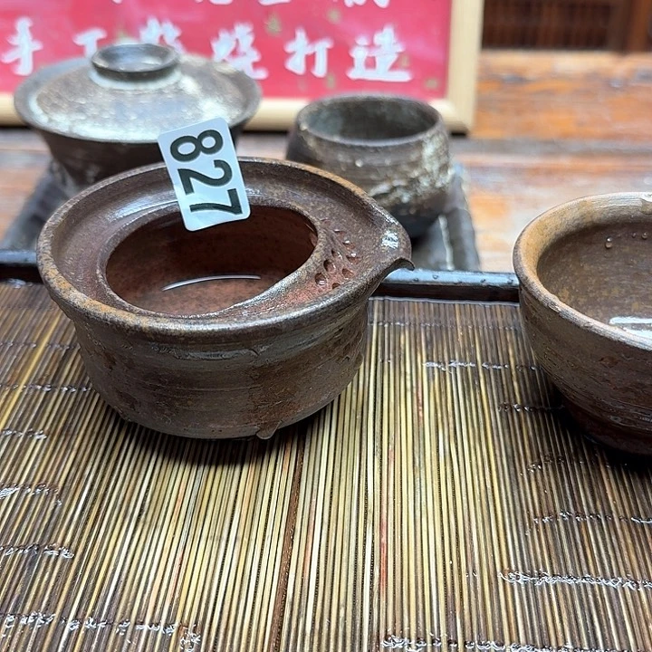 纯手工制作粗陶茶具