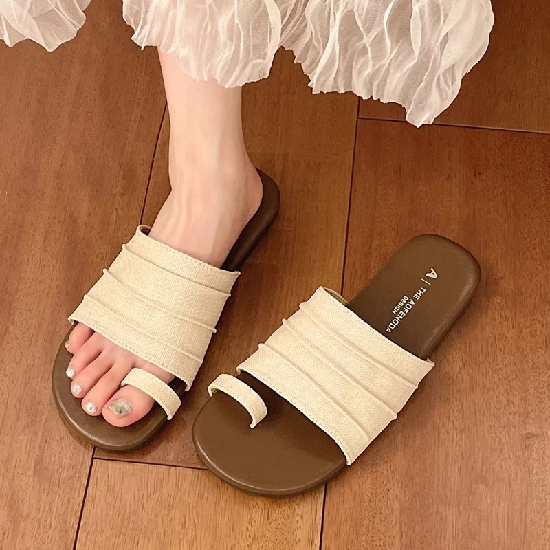 时尚套趾平底夹脚罗马拖鞋女鞋外穿夏季凉拖凉鞋设计感一字拖鞋女