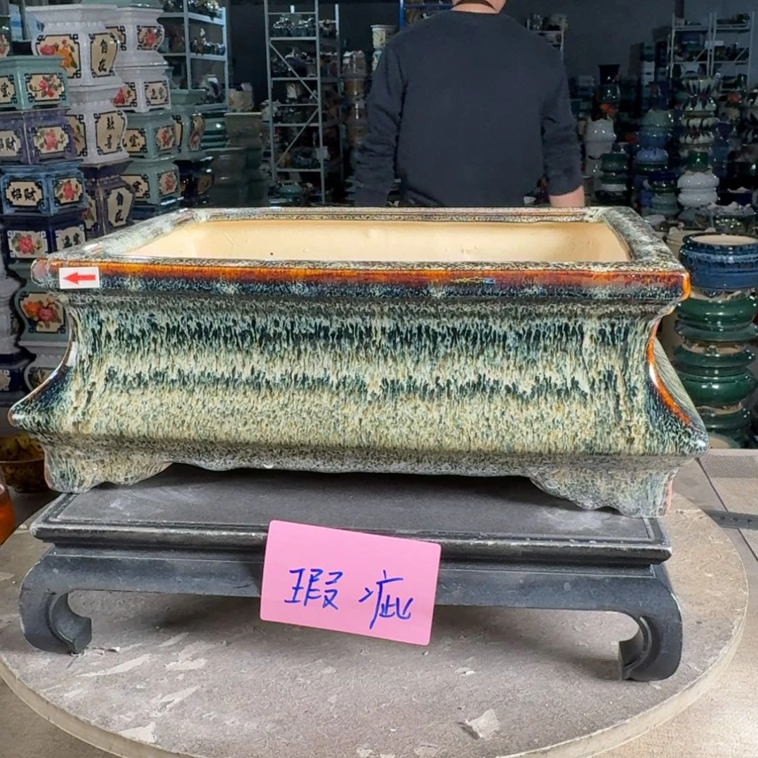 一风堂石湾花盆 内27*18*9修补痕迹瑕疵