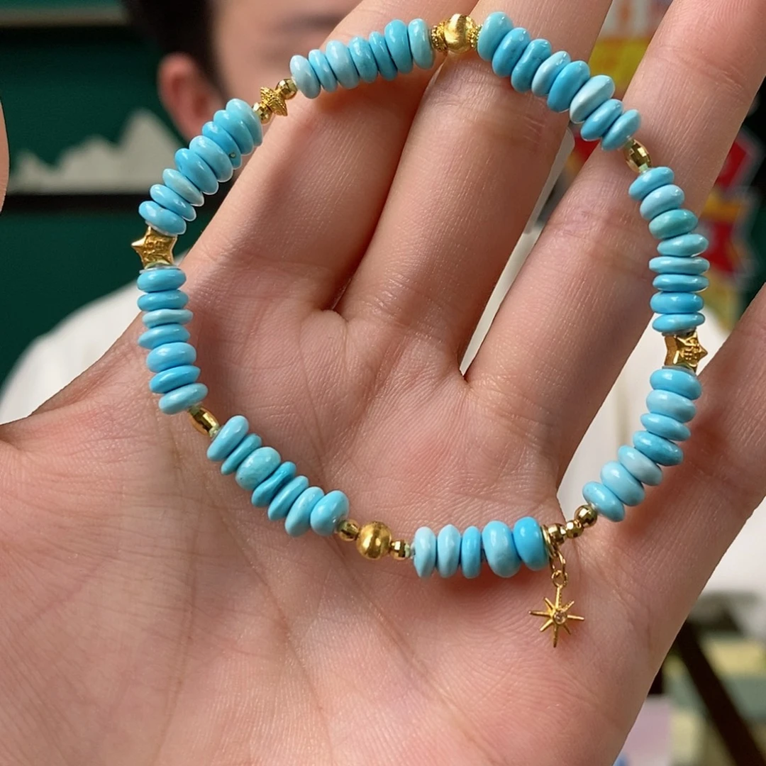 绿松石18K金镶嵌挂件