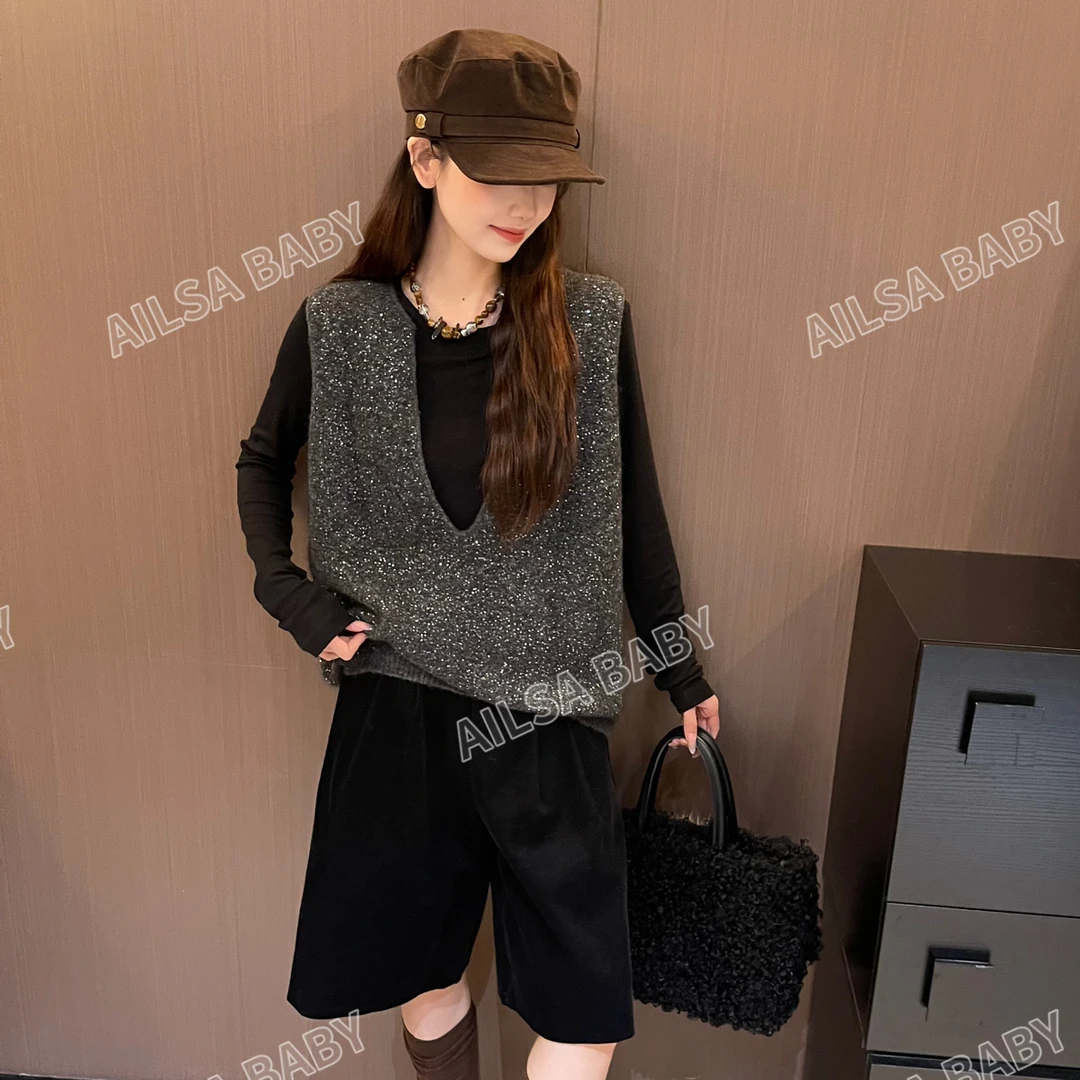 【AILSA BABY】欧货秋季亮片毛衣马甲/91322A