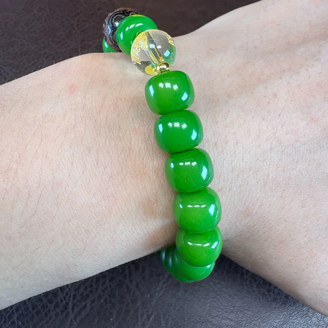 MK755绿玉菩提单圈精美手串（无礼盒）