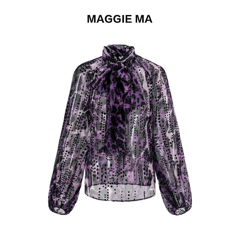 MAGGIE MA马婧女装紫色千金清冷感贵系衣服衬衣衬衫女款外穿083S
