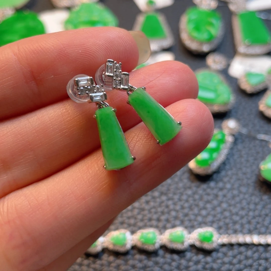 翡翠银S925镶嵌吊坠(不含链)耳坠