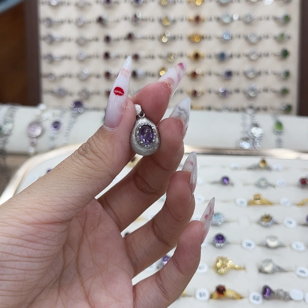 岫玉银S925镶嵌吊坠洋***记吊坠