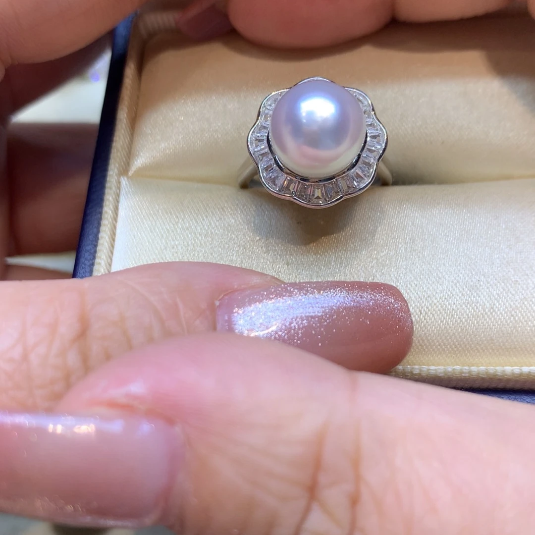 银S925镶嵌戒指海水珍珠