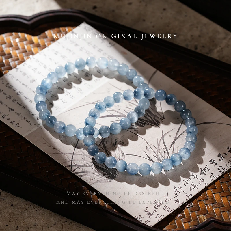 天然蓝兔毛水晶手串女款时尚饰品百搭单圈手链多样性发一