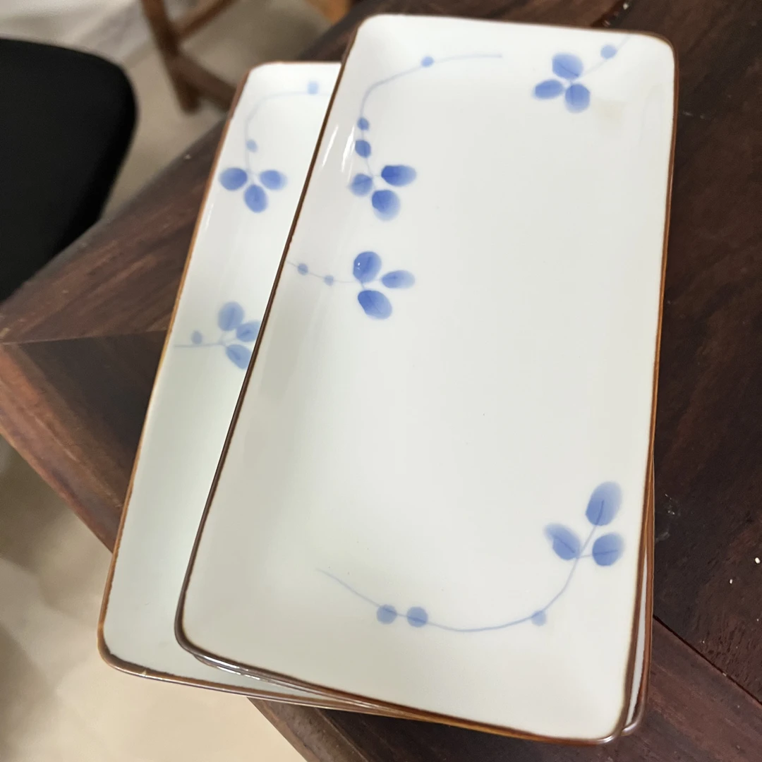 长条长方形盘子日式家用鱼盘餐具三件